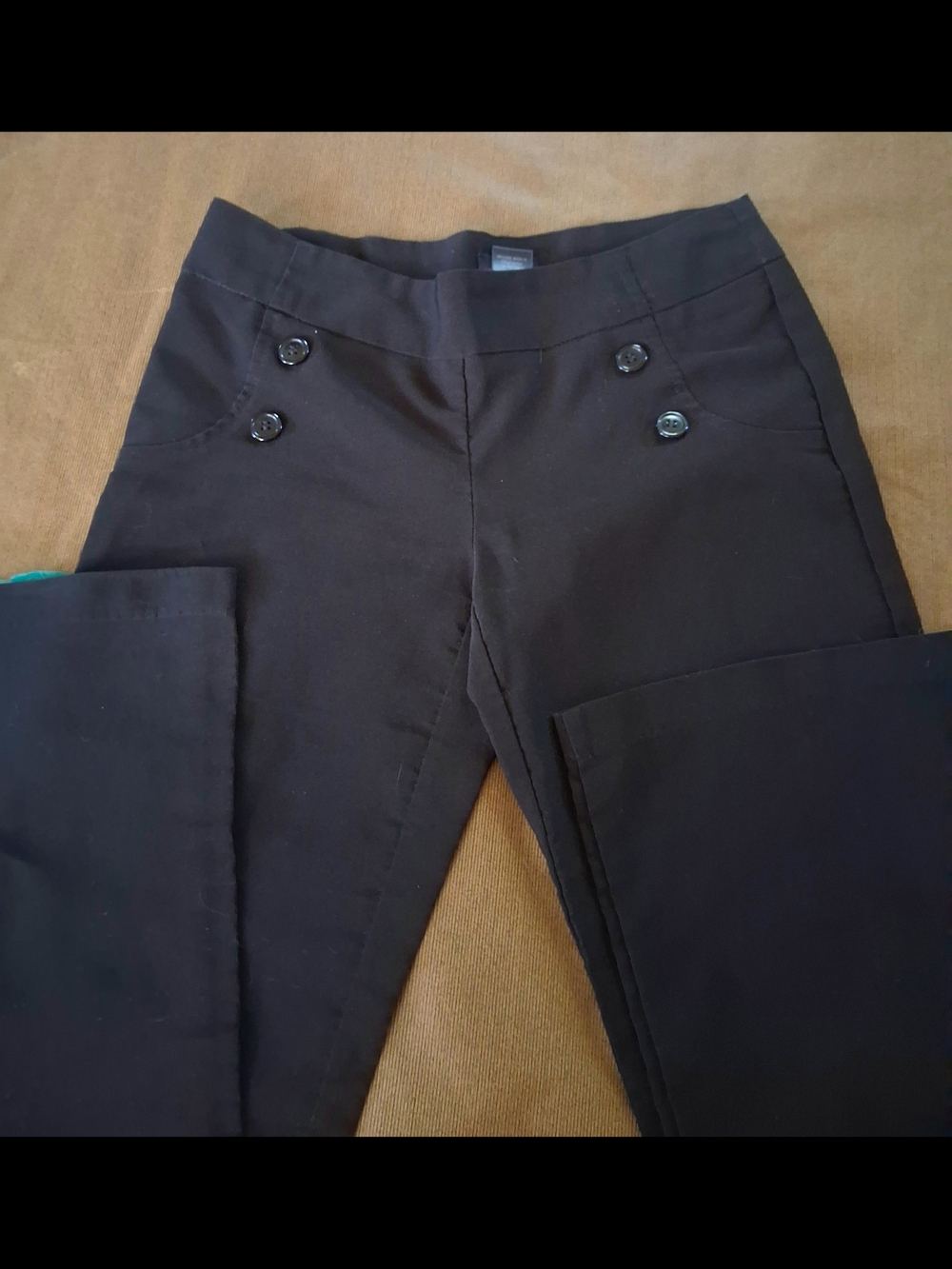 Flirtatious Black Sailor Front Button Accent Trousers Pants Flared Leg Stretch 5